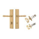IVER Sarlat Door Lever Handle On Stepped Backplate | Separate Privacy Kit | 10 Finishes - Brushed Brass