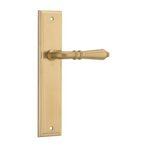 IVER Sarlat Door Lever Handle On Stepped Backplate | Passage Lever Set Only | 10 Finishes - Brushed Gold PVD