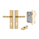 IVER Sarlat Door Lever Handle On Stepped Backplate | Entrance Kit (Key/Key) | 10 Finishes - Brushed Gold PVD