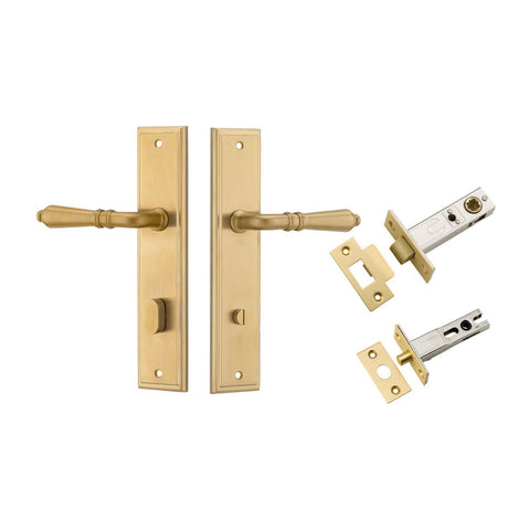 IVER Sarlat Door Lever Handle On Stepped Backplate | Separate Privacy Kit | 10 Finishes - Brushed Gold PVD