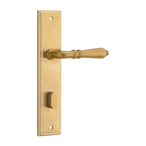 IVER Sarlat Door Lever Handle On Stepped Backplate | Privacy Lever Set Only | 10 Finishes - Brushed Gold PVD