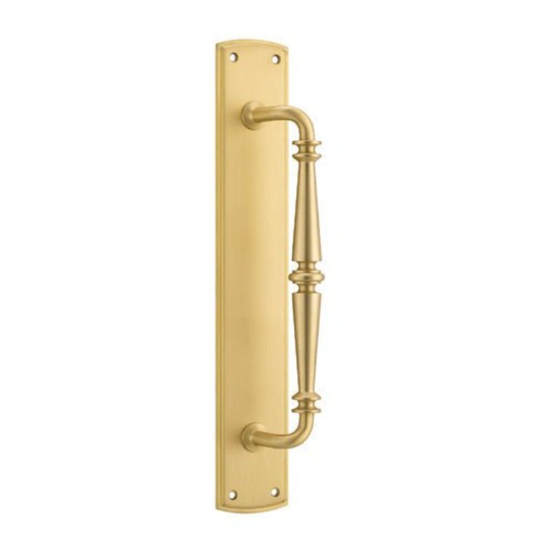 IVER Sarlat Door Pull Handle | 257mm [on Backplate] Pull Handle on Backplate - Brushed Gold PVD