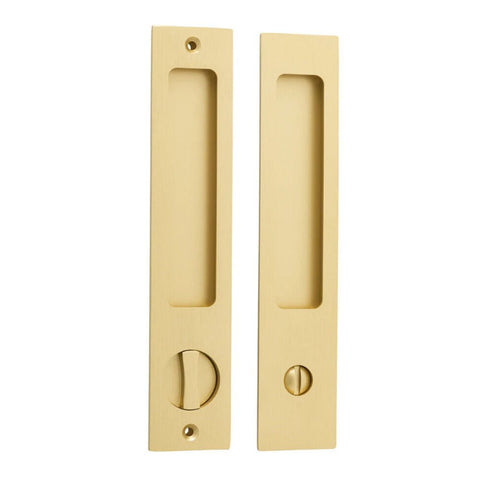 IVER Rectangular Pull For Sliding Doors | Separate Privacy Kit | 6 Finishes - Brushed Gold PVD