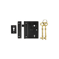 Tradco 2011MB Rim Lock Iron Matt Black 80x95mm