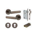 IVER Osaka Door Lever Handle On Round Rose | Entrance Kit (Key/Thumb) | 6 Finishes - Signature Brass