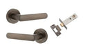 IVER Osaka Door Lever Handle On Round Rose | Osaka Lever - Passage Kit | 6 Finishes - Signature Brass
