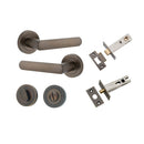 IVER Osaka Door Lever Handle On Round Rose | Entrance Kit (Key/Key) | 6 Finishes - Signature Brass