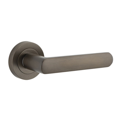 IVER Osaka Door Lever Handle On Round Rose | Passage Lever Set Only | 6 Finishes - Signature Brass