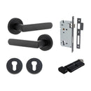 IVER Osaka Door Lever Handle On Round Rose | Entrance Kit (Key/Key) | 6 Finishes - Matt Black