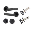 IVER Osaka Door Lever Handle On Round Rose | Separate Privacy Kit | 6 Finishes - Matt Black