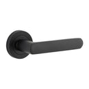 IVER Osaka Door Lever Handle On Round Rose | Inbuilt Privacy Kit | 6 Finishes - Matt Black