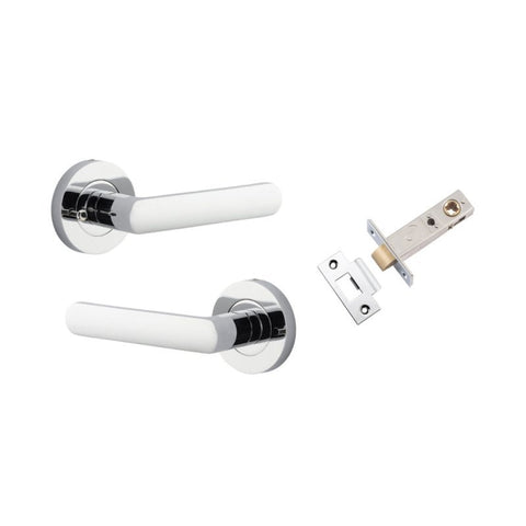 IVER Osaka Door Lever Handle On Round Rose | Inbuilt Privacy Kit | 6 Finishes - Polished Chrome