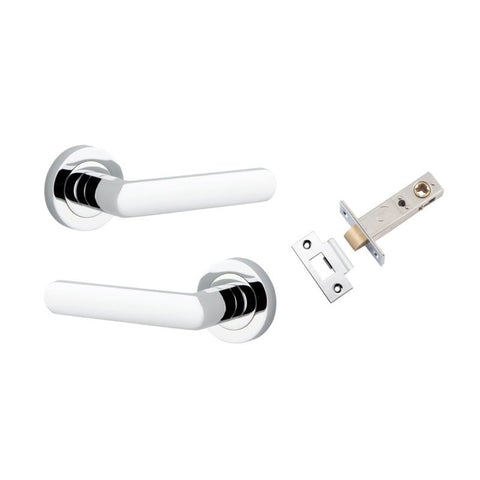 IVER Osaka Door Lever Handle On Round Rose | Osaka Lever - Passage Kit | 6 Finishes - Polished Chrome