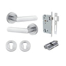 IVER Osaka Door Lever Handle On Round Rose | Entrance Kit (Key/Key) | 6 Finishes - Brushed Chrome