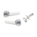 IVER Osaka Door Lever Handle On Round Rose | Inbuilt Privacy Kit | 6 Finishes - Brushed Chrome