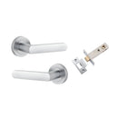 IVER Osaka Door Lever Handle On Round Rose | Osaka Lever - Passage Kit | 6 Finishes - Brushed Chrome