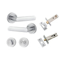 IVER Osaka Door Lever Handle On Round Rose | Separate Privacy Kit | 6 Finishes - Brushed Chrome