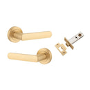 IVER Osaka Door Lever Handle On Round Rose | Osaka Lever - Passage Kit | 6 Finishes - Brushed Brass
