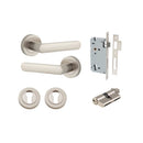 IVER Osaka Door Lever Handle On Round Rose | Entrance Kit (Key/Key) | 6 Finishes - Satin Nickel