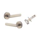 IVER Osaka Door Lever Handle On Round Rose | Inbuilt Privacy Kit | 6 Finishes - Satin Nickel