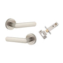 IVER Osaka Door Lever Handle On Round Rose | Osaka Lever - Passage Kit | 6 Finishes - Satin Nickel