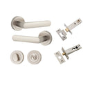IVER Osaka Door Lever Handle On Round Rose | Separate Privacy Kit | 6 Finishes - Satin Nickel