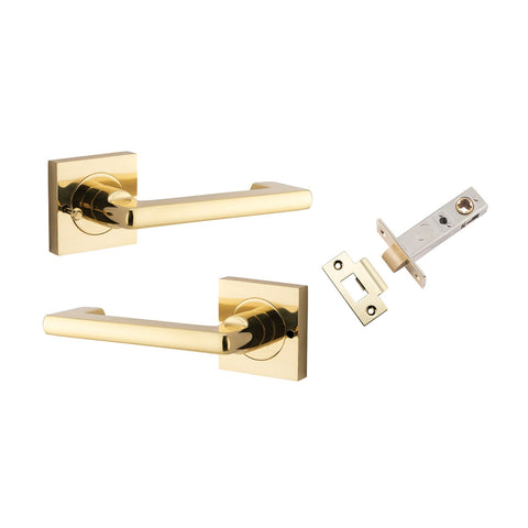 IVER Baltimore Return Lever On Square Rose | Inbuilt Privacy Kit | 7 Finishes - Polished Brass