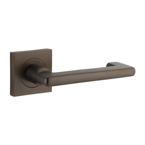 IVER Baltimore Return Door Lever Handle On Square Rose | Passage Lever Set Only | 7 Finishes - Signature Brass