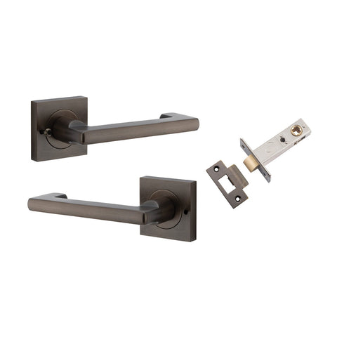 IVER Baltimore Return Lever On Square Rose | Inbuilt Privacy Kit | 7 Finishes - Signature Brass