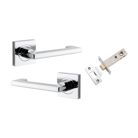 IVER Baltimore Return Lever On Square Rose | Inbuilt Privacy Kit | 7 Finishes - Polished Chrome