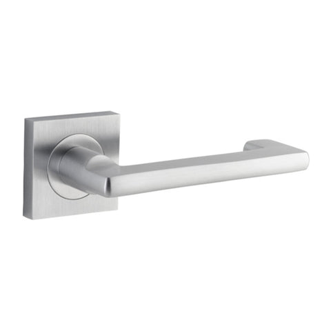 IVER Baltimore Return Door Lever Handle On Square Rose | Passage Lever Set Only | 7 Finishes - Brushed Chrome