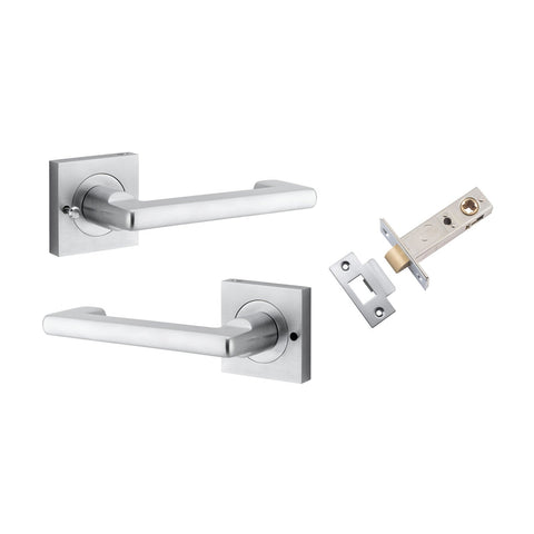 IVER Baltimore Return Lever On Square Rose | Inbuilt Privacy Kit | 7 Finishes - Brushed Chrome