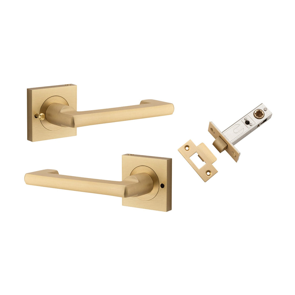 IVER Baltimore Return Lever On Square Rose | Inbuilt Privacy Kit | 7 Finishes - Brushed Brass