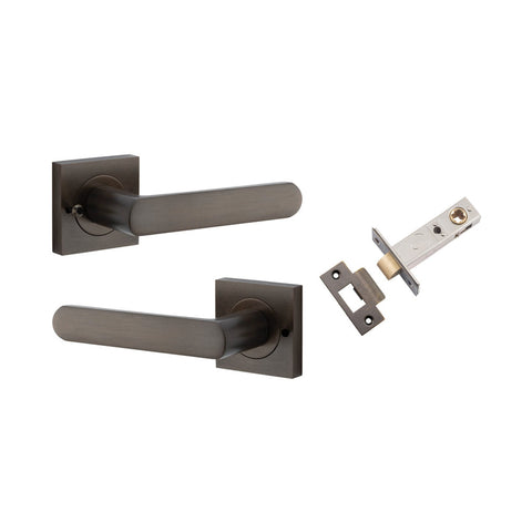 IVER Osaka Door Lever Handle On Square Rose | Inbuilt Privacy Kit | 6 Finishes - Signature Brass