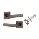 IVER Osaka Door Lever Handle On Square Rose | Passage Kit | 6 Finishes - Signature Brass