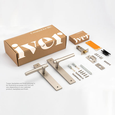 IVER Osaka Door Lever Handle On Square Rose | Passage Kit | 6 Finishes