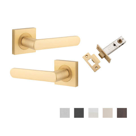 IVER Osaka Door Lever Handle On Square Rose | Passage Kit | 6 Finishes