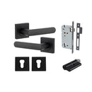 IVER Osaka Door Lever Handle On Square Rose | Entrance Kit (Key/Key) | 6 Finishes - Matt Black