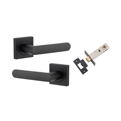 IVER Osaka Door Lever Handle On Square Rose | Passage Kit | 6 Finishes - Matt Black
