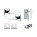 IVER Osaka Door Lever Handle On Square Rose | Entrance Kit (Key/Key) | 6 Finishes - Polished Chrome