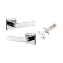 IVER Osaka Door Lever Handle On Square Rose | Inbuilt Privacy Kit | 6 Finishes - Polished Chrome