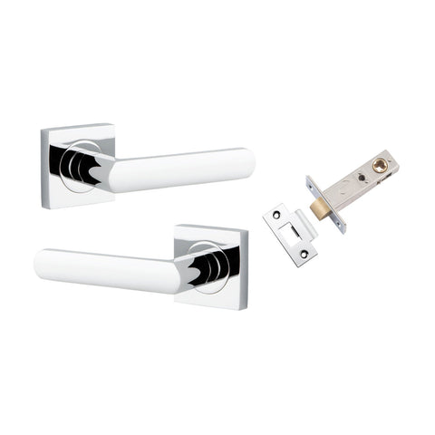 IVER Osaka Door Lever Handle On Square Rose | Passage Kit | 6 Finishes - Polished Chrome