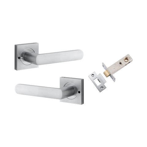 IVER Osaka Door Lever Handle On Square Rose | Inbuilt Privacy Kit | 6 Finishes - Brushed Chrome