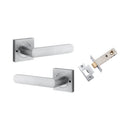 IVER Osaka Door Lever Handle On Square Rose | Inbuilt Privacy Kit | 6 Finishes - Brushed Chrome