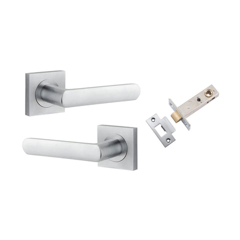 IVER Osaka Door Lever Handle On Square Rose | Passage Kit | 6 Finishes - Brushed Chrome