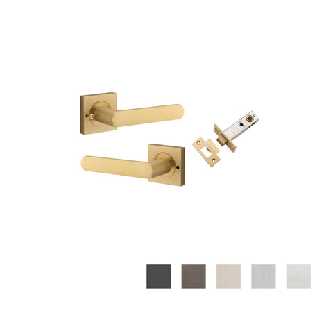 IVER Osaka Door Lever Handle On Square Rose | Inbuilt Privacy Kit | 6 Finishes