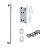 Iver Baltimore Pull Handle | 600mm Entrance Kit (Key/Thumb) - Brushed Chrome