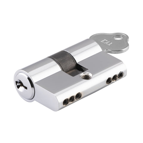 IVER Euro Cylinder Door Lock Key/Key 3 Pin 45mm | 7 Finishes - Polished Chrome