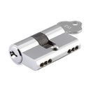 IVER Euro Cylinder Door Lock Key/Key 3 Pin 45mm | 7 Finishes - Polished Chrome
