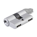 IVER Euro Cylinder Door Lock Key/Key 3 Pin 45mm | 7 Finishes - Brushed Chrome
